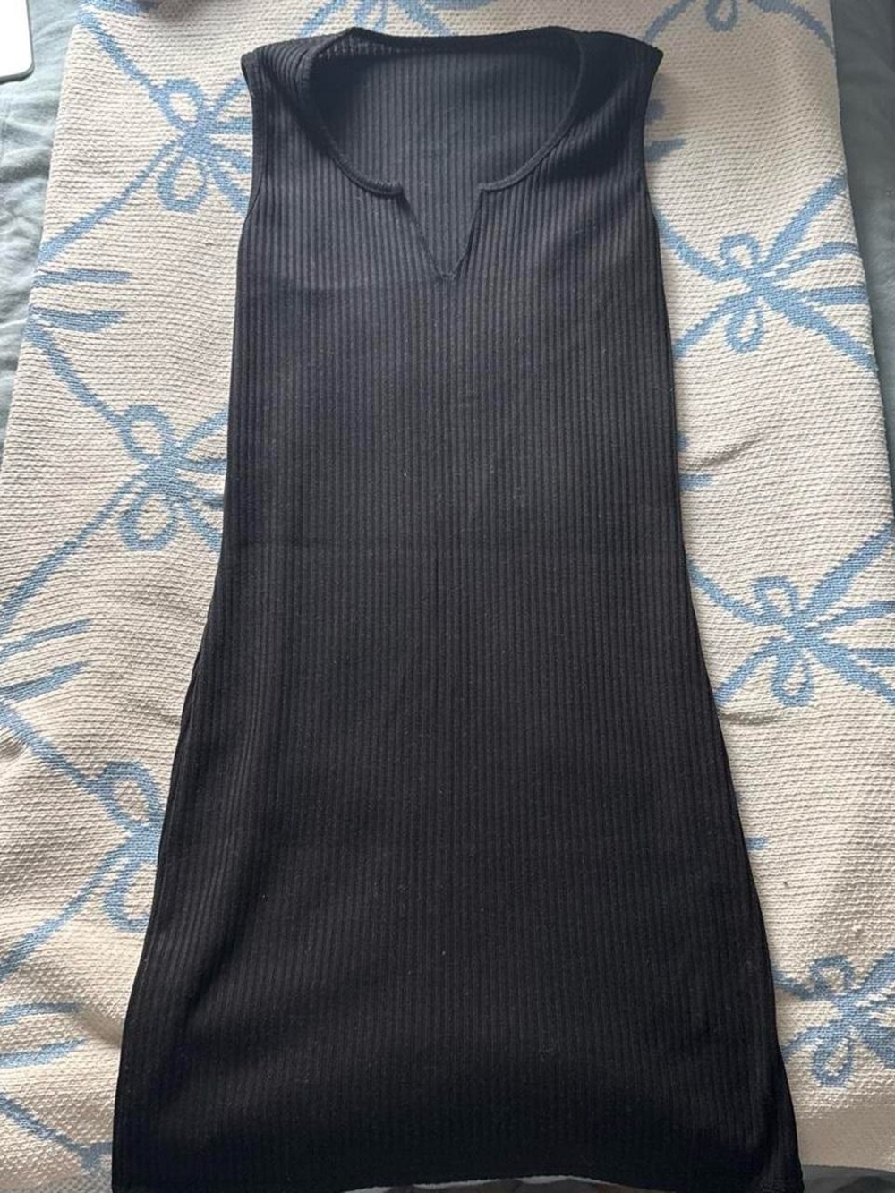 Sleek Ribbed Black Sleeveless Knit Dress